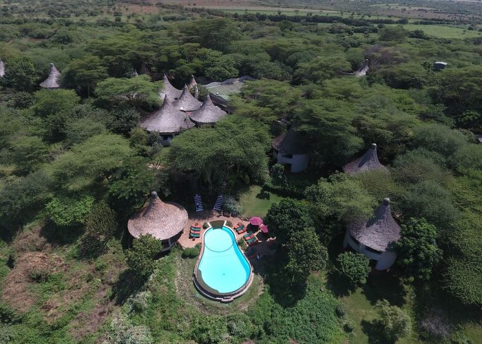 Vue aérienne du Lake Manyara Serena Lodge